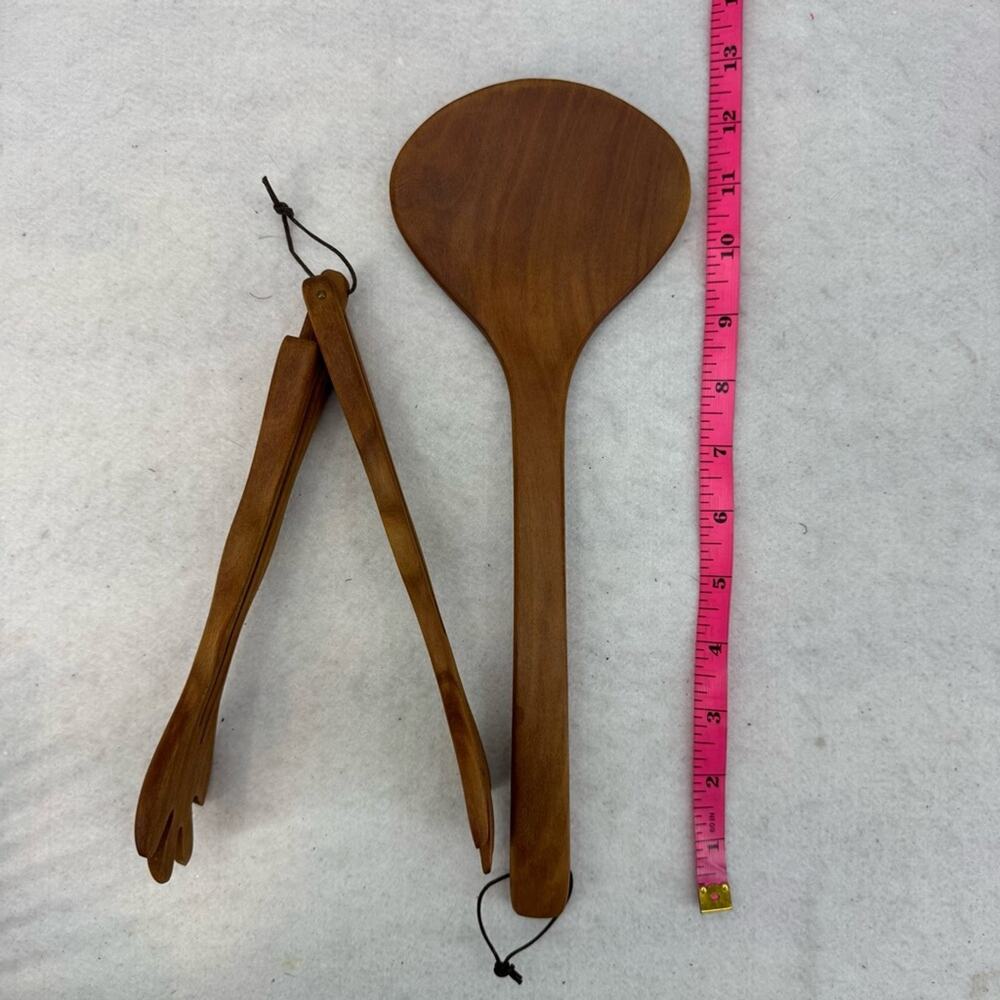 Cherry Wood Kitchen Serving Utensils - Tongs and Spoon/Turner from Etsy